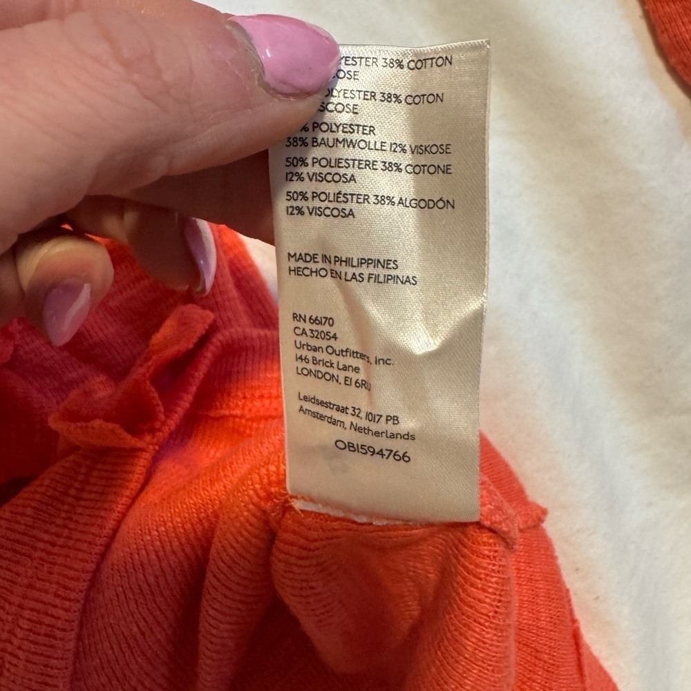 Anthropologie Pilcro Cozy Popover Coral Red Top Size M Ruffle - Picture 8 of 13